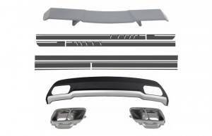 Difuzor Bara Spate cu Ornamente Toba & Spoiler si Stickere compatibil cu MERCEDES Benz W176 A-Class 2012-2018 A-Design