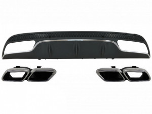 Difuzor Bara Spate cu Ornamente tobe compatibil cu Mercedes C-Class W205 S205 2014-2020 C63 Design doar pentru Sport Package