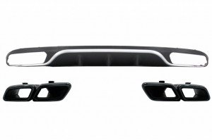 Difuzor Bara Spate cu Ornamente Tobe compatibil cu Mercedes E-Class W213 S213 Standard 2016-2019 E63 Design Negru