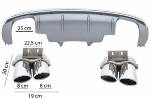 Difuzor Bara Spate Evacuare Dubla compatibil cu AUDI Q5 8R Facelift 2013-2016 Bara S Line - Img 2