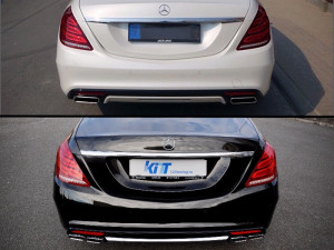 Difuzor Bara Spate si Ornamente Evacuare compatibil cu Mercedes Clasa S W222 Sport Line 2013-2017 S65 Design - Img 5