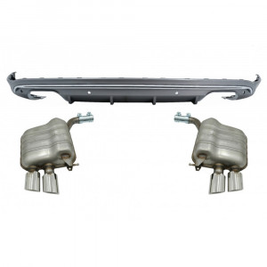 Difuzor Bara Spate si Sistem de evacuare cu Tips-uri compatibil cu Audi Q5 8R 2009-2016 Gri Platinat Crom
