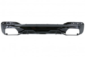 Difuzor cu Ornamente Tobe si Prelungire Fata compatibil cu BMW Seria 5 G30 G31 2017-> 540 M Performance Look Negru Lucios - Img 4
