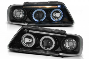 Faruri Angel Eyes compatibil cu Audi A3 8L 1996-2000 Negru