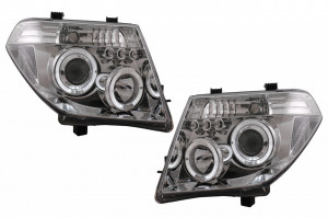 Faruri Angel Eyes compatibil cu Nissan Navara D40 2004-2009 Pathfinder R51 2005-2008 Crom