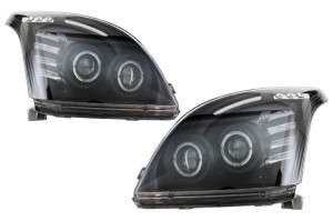 Faruri Angel Eyes compatibil cu Toyota Land Cruiser FJ120 2003-2009 Negru
