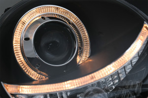 Faruri Angel Eyes Halo Rims compatibil cu VW Polo 9N 2001-2005 Negru - Img 3