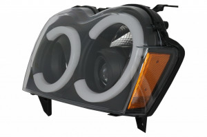 Faruri Angel Eyes TUB LED compatibil cu Jeep Grand Cherokee WK 2005-2008 Negru - Img 4