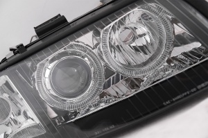 Faruri Angel Eyes Xenon compatibil cu A6 4B C5 2001-2004 LHD sau RHD Negru - Img 4