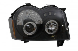 Faruri compatibil cu Jeep Grand Cherokee WH 2005-2008 Angel Eyes Negru - Img 3