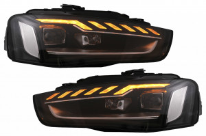 Faruri Full LED compatibil cu Audi A4 B8.5 Facelift 2012-2015 Negru Semnal Dinamic A4 B9.5 Design
