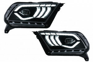 Faruri Full LED compatibil cu Ford Mustang V 2010-2014 cu Semnal Dinamic Secvential