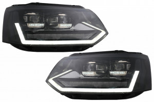 Faruri Full LED compatibil cu VW Transporter Caravelle Multivan T5 Facelift 2010-2015 cu Semnal Dinamic Secvential