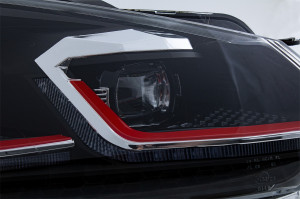 Faruri LED compatibil cu VW Golf 6 VI 2008-2013 Facelift G7.5 GTI Design Rosu Semnalizare Secventiala LHD - Img 3