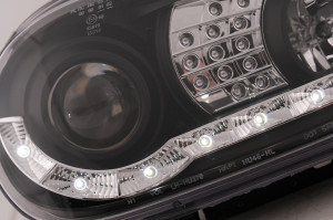 Faruri LED Daylight compatibil cu VW Golf IV 4 Cabriolet Hatchback Variant 1997-2003 Negru - Img 3