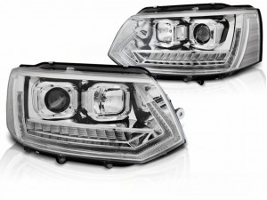 Faruri LED Dayline compatibil cu VW Transporter T5 2010-2015 cu Semnal Dinamic Crom