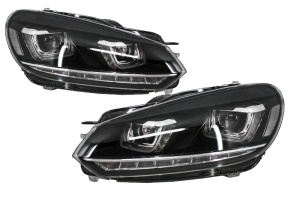 Faruri LED RHD compatibil cu VW Golf 6 VI 2008-up Design Golf 7 3D U Design Semnal LED Dinamic
