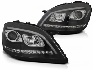Faruri Tube Light compatibil cu Mercedes M-Class W164 (2005-2008) Negru cu Semnal Dinamic