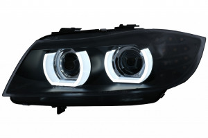 Faruri Xenon 3D U-Led Angel Eyes compatibil cu BMW Seria 3 E90 E91 cu AFS 2008-2011 Negru - Img 2