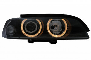 Faruri Xenon Angel Eyes compatibil cu BMW Seria 5 E39 Sedan Touring 1995-2003 Negru - Img 2