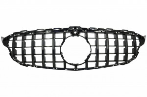 Grila Centrala compatibil cu Mercedes C-Class W205 S205 A205 C205 2014-2018 GT-R Panamericana Design Negru cu Camera