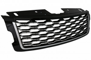 Grila Centrala compatibila cu Range Rover Vogue L405 2013-2017 Autobiography Design conversie la 2018 Look Negru Crom - Img 2