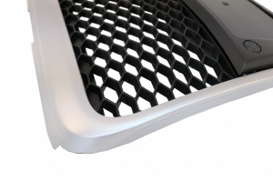 Grila Centrala Fara Emblema compatibil cu Audi A6 4F 4F2 C6 2004-2011 Limousine Avant RS Design Argintiu Mat - Img 3