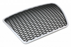 Grila Centrala Stil Fagure compatibil cu Audi A6 4F C6 2004-2011 RS Design Rama Argintie - Img 2
