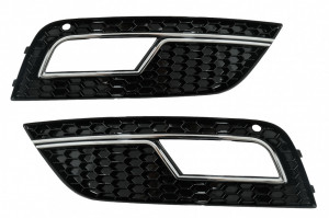Grile Laterale Bara Fata compatibil cu AUDI A4 B8 Facelift 2012-2015 RS4 Design Negru & Chrome