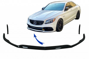 Prelungire Bara Fata compatibil cu Mercedes C-Class C63 C63S W205 S205 2014-2018 Limo T-Model Negru Lucios - Img 5