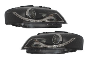 Set 2 Faruri auto cu DRL compatibil cu Audi A3 8P 2003-2008 DAYLIGHT Negru