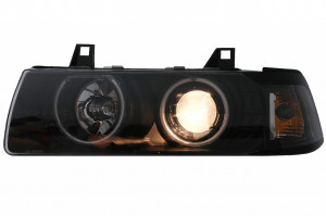 Set faruri CCFL Angel Eyes compatibil cu BMW Seria 3 E36 Sedan Touring Compact 1990-1999 Negre - Img 4