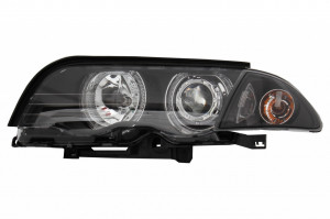 Set faruri compatibil cu BMW E46 Limousine Touring 1998-2001 Angel Eyes Negru - Img 3