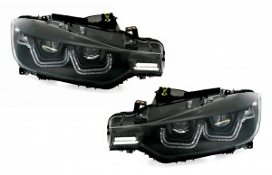 Set Faruri U-LED Bar compatibil cu BMW Seria 3 F30 F31 2011-2015 Xenon Look Negru