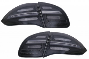 Stopuri FULL LED compatibil cu Porsche Cayenne 958 E2 92A Prefacelift 2010-2014 Negru Smoke cu Indicatoare Dinamice - Img 2