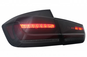 Stopuri LED BAR compatibil cu BMW Seria 3 F30 2011-2019 Negru Fumuriu LCI Design cu Semnal Dinamic Secvential - Img 4