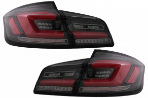 Stopuri LED compatibil cu BMW Seria 5 F10 2011-2017 Negru cu Semnal Dinamic Secvential
