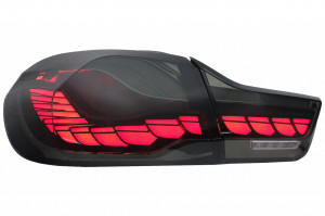Stopuri OLED compatibil cu BMW Seria 4 F32 F33 F36 M4 F82 F83 2013-2019 Rosu Fumuriu cu Semnal Dinamic Secvential - Img 2
