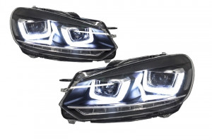 Bara Fata compatibil cu VW Golf VI Golf 6 2008-2013 R20 Look cu Faruri LED Design Golf 7 3D U Design Semnal LED Dinamic - Img 8