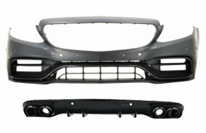 Bara Fata cu Difuzor Spate compatibil cu Mercedes C-Class A205 Cabrio C205 Coupe 2014-2019 Facelift Design Negru Crom