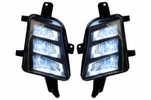 Bara Fata cu Grile Proiectoare ceata LED si Faruri LED compatibil cu VW Golf VII 7.5 2017-> GTI Look - Img 6