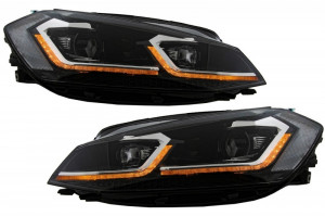 Bara Fata cu Grile Proiectoare ceata LED si Faruri LED compatibil cu VW Golf VII 7.5 2017-> GTI Look - Img 5