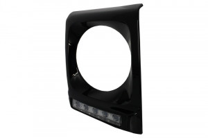 Carcasa faruri cu Lumini de zi dedicate LED DRL Crom compatibil cu Mercedes G-class W463 1989-2012 G65 Design Negru - Img 4