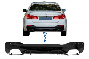 Difuzor Bara Spate compatibil cu BMW Seria 5 G30 G31 2017-> M Performance Design Negru Lucios - Img 2