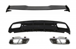 Difuzor Bara Spate cu Ornamente de evacuare si Eleron Portbagaj compatibil cu MERCEDES W176 A-Class 2012-2018 A45 Facelift Design