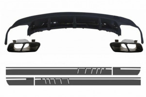 Difuzor Bara Spate cu Ornamente Tobe si Stickere Laterale Gri Inchis compatibil cu MERCEDES CLA W117 2013-2016