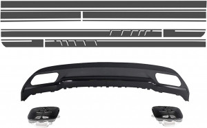 Difuzor Bara Spate cu Set Stickere compatibil cu Mercedes W176 A-Class 2012-> Sport Pack