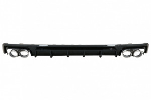 Difuzor Bara Spate si Ornamente Evacuare compatibil cu Audi A6 C8 4K Avant Sedan (2018-up) S6 Design Negru Lucios
