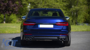 Difuzor Bara Spate si Ornamente Evacuare compatibil cu Audi A6 C8 4K Avant Sedan (2018-up) S6 Design Negru Mat - Img 7