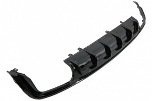Difuzor Bara Spate si Ornamente Evacuare compatibil cu Audi A6 C8 4K Avant Sedan (2018-up) S6 Design Negru Lucios - Img 6
